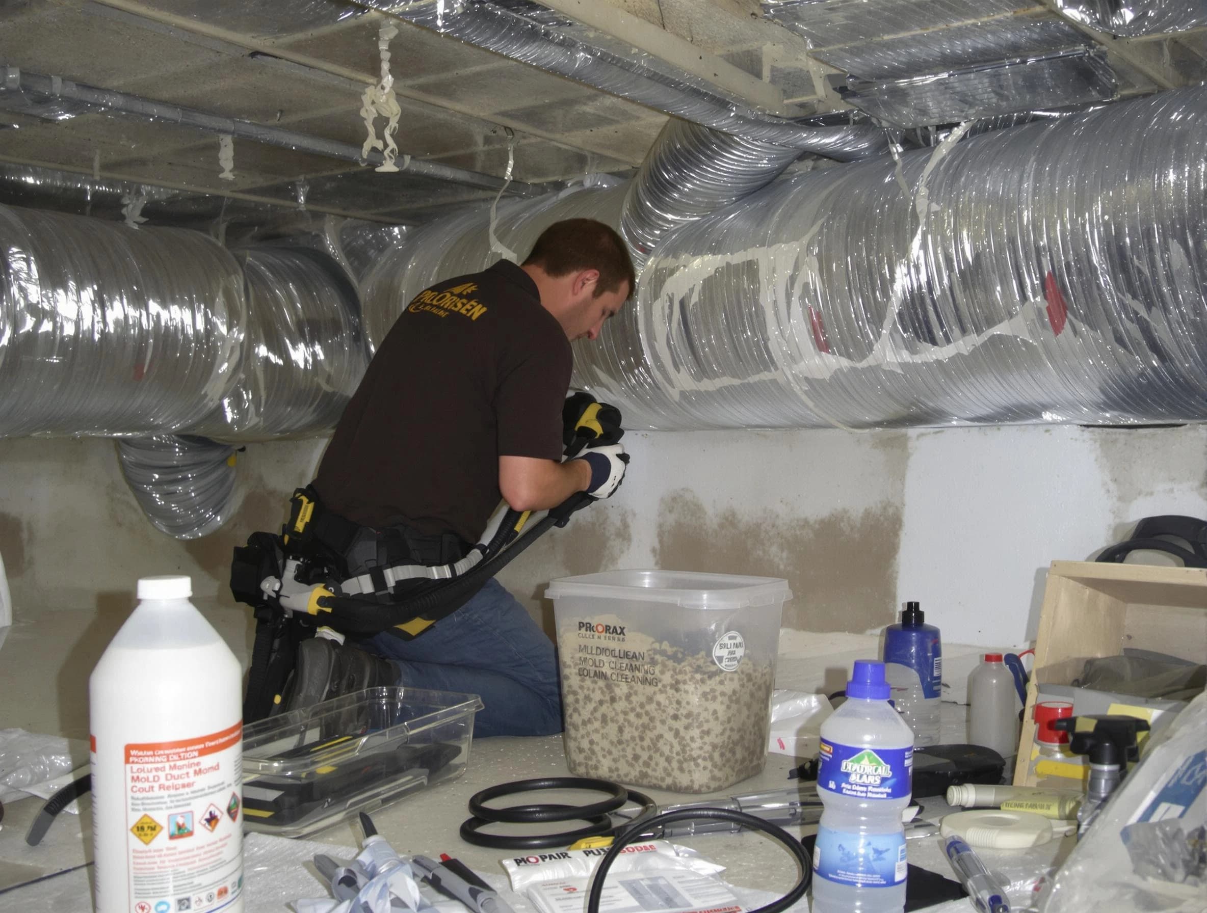 Lebanon Air Duct Cleaning specialist performing professional mold removal from air ducts in Lebanon