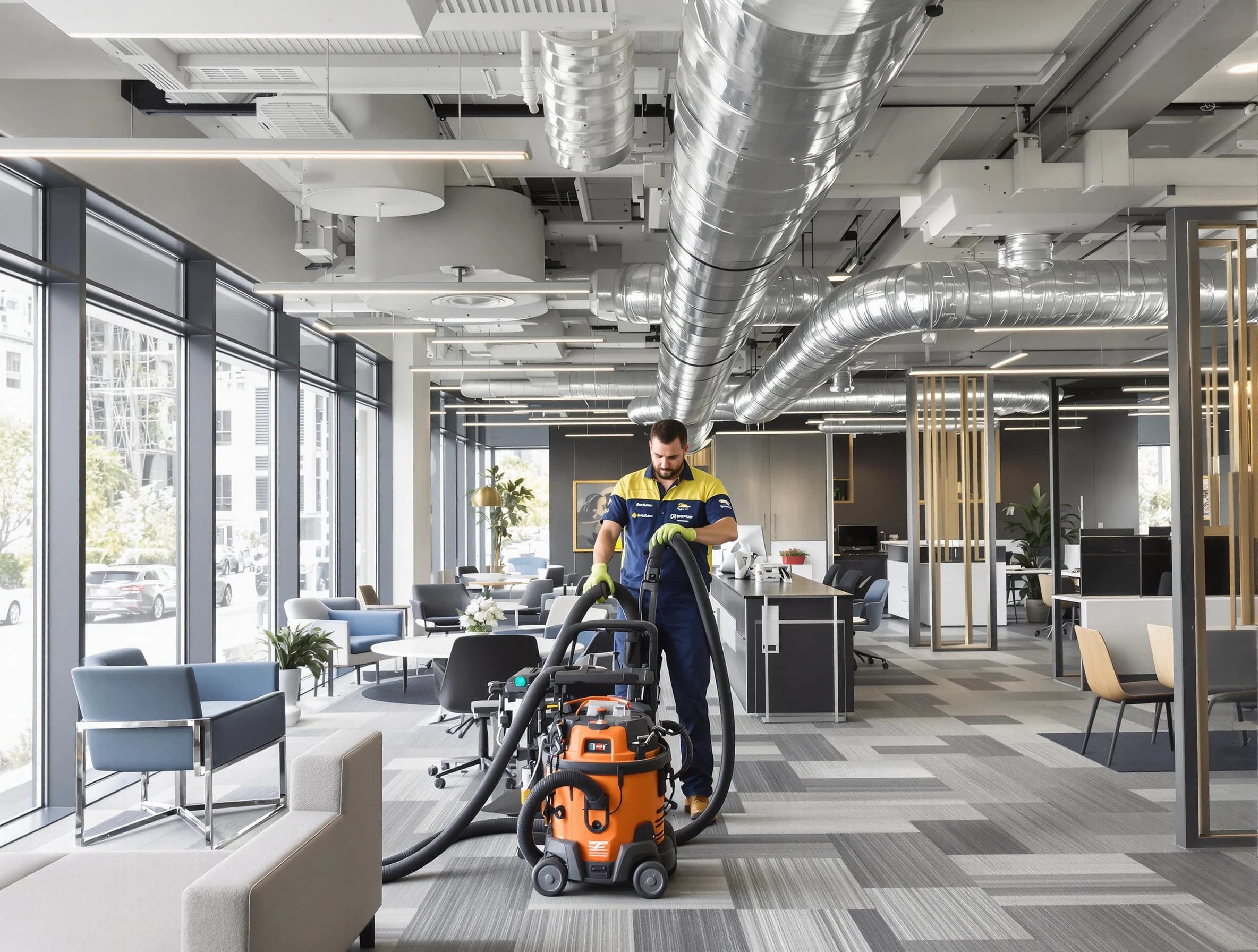 Lebanon Air Duct Cleaning team performing thorough commercial duct cleaning at a Lebanon business center