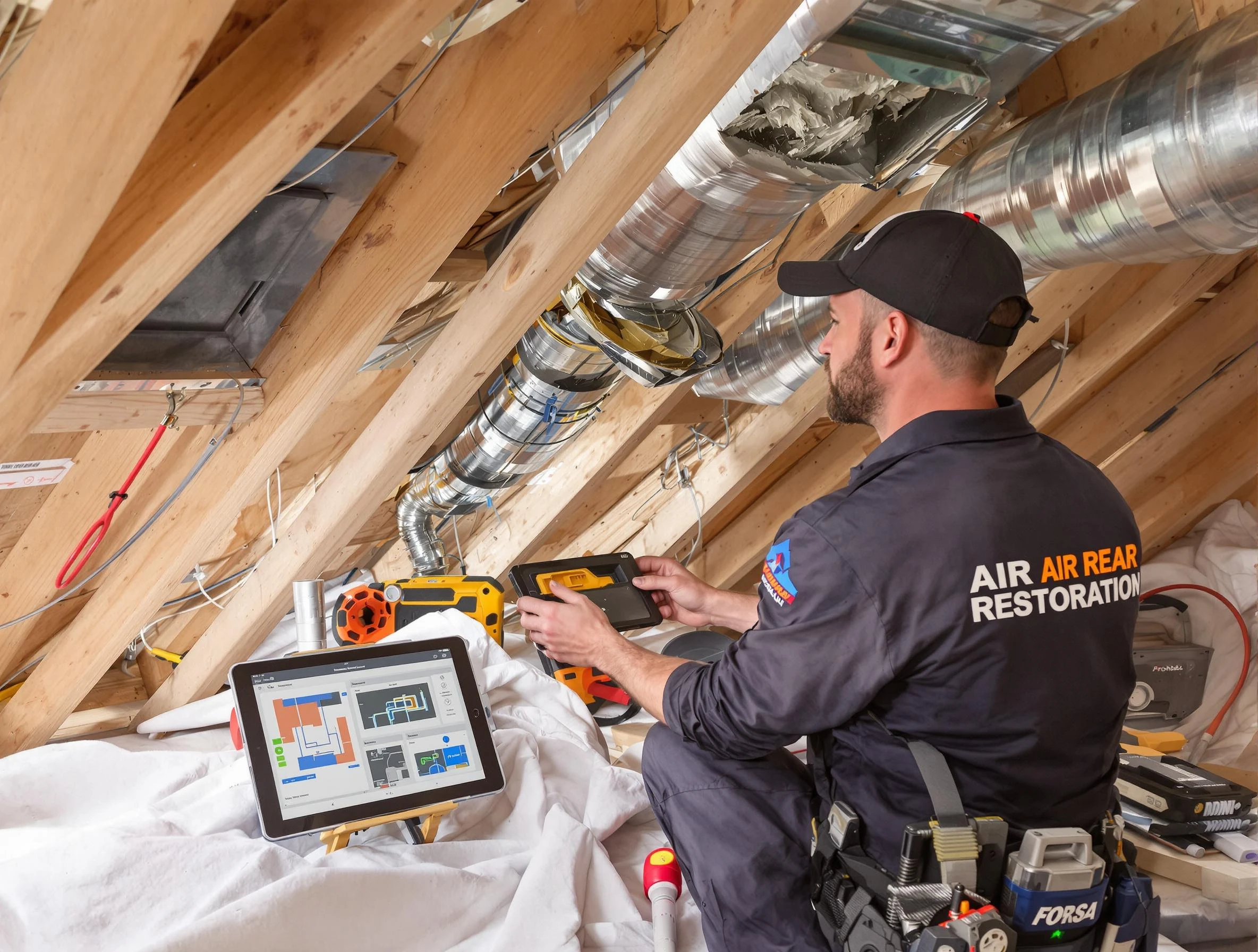 Lebanon Air Duct Cleaning technician performing precise duct repair work in Lebanon