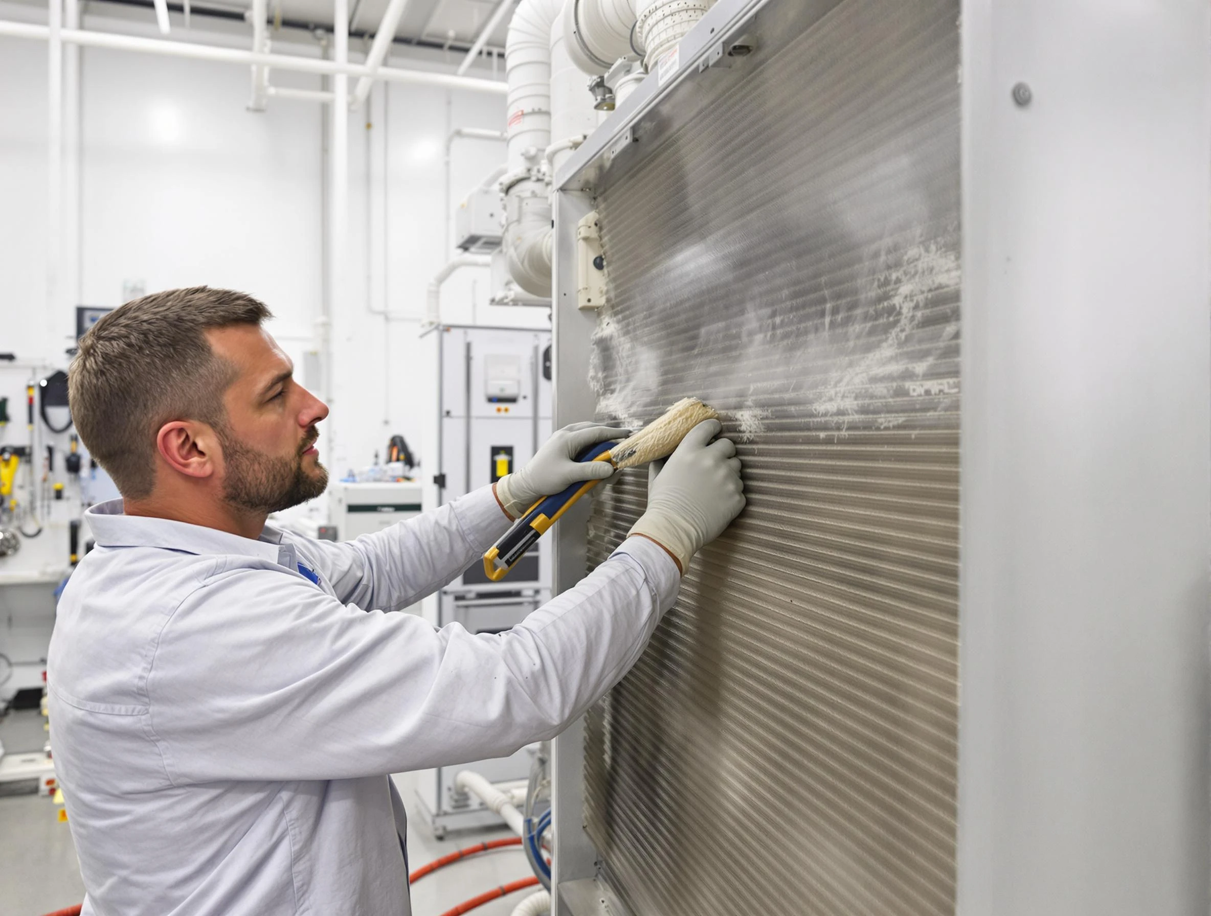 Lebanon Air Duct Cleaning technician performing precision commercial coil cleaning at a Lebanon business
